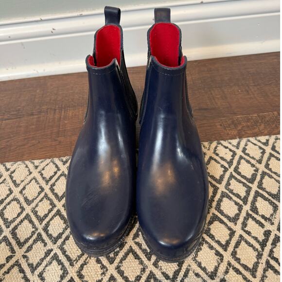 Electric Karma Women's Jet Stream Patent Slip on Rain Boots Navy Blue Size 8 - Picture 2 of 7